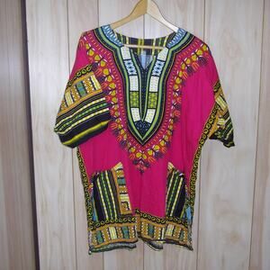 African Dashiki Ornate V-Neck Short Sleeve Long Shirt
